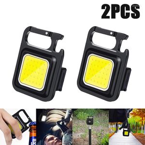 Latarki pochodnie 2PCS Mini LED LIGHT Workble Portable Pocket USB ładowalny Key Lantern Camping na zewnątrz Cob