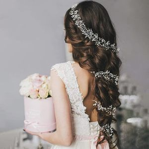 Headbands Extra Long Pearl Bridal Hair Vine For With Box Sier Crystal Beads Wedding Sparklers Band Handmade Pin Drop Deliver Mjfashion Am19W