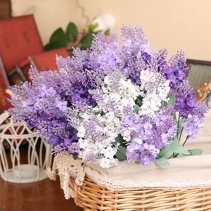 Faux Floral Greenery 10 Heads Romantic Provence Lavender Silk Artificial Flowers Purple Bouquet Plastic Fake Flower White For Home Wedding Decoration J220906