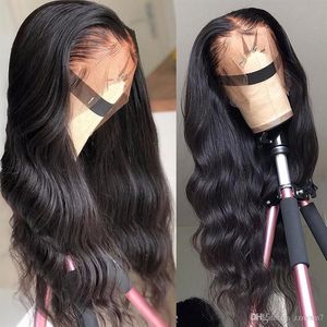 Perucas de ondas corporais brasileiras pré -arrancadas Remy completa 180% 13x4 Cabelo de cabelo frontal de renda Mulheres negras AA95236p