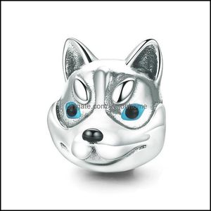 Ciondolo cane in argento 925 Sterling Sier francese Bldog Charms Schnauzer Huskie barboncino perline misura braccialetto originale gioielli fai da te Makin Yydhhome Dhktt