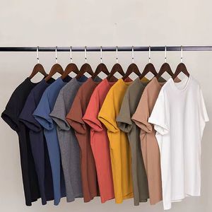 round neck solid color T shirt summer cotton bottoming short sleeved mens and womens half-sleevedH4f12