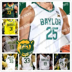 Kolej Basketbol Giyiyor Özelleştirilmiş 2022 Baylor Bears Basketbol Forması 0 Flo Thamba 3 Dale Bonner 5 Turner 23 Jonathan Tchamwa Tchatchous Erkek Kadın Genç Çocuklar