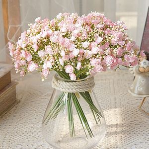 Faux blommor grönare 40 huvud bukett konstgjord plast blomma handgjorda babybreath falska växt gipsophila blommor ordna för bröllop hem borddekor j220906