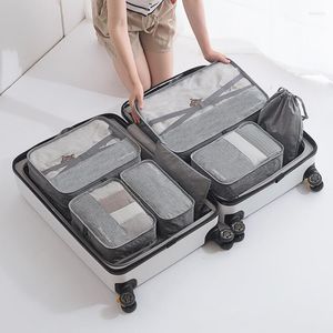 Duffel Bags 7pcs/set homens conjuntos de viagens à prova d'água Cubo de embalagem Cube portátil Classificação Organizador feminino Acessórios de bagagem Produto 2022