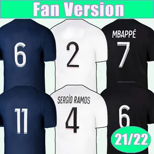 21 22 Kimpembe Marquinhos Mens Soccer Jerseys Saint Germain Verratti Mbappe N.Mendes Home Dark Blue Football Shirt Adult Shirt Sleeve