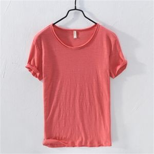 Men's T Shirts Summer Pure Cotton T-shirt For Men O-Neck Solid Color Casual Thin T Shirt Basic Tees Plus Size Male Short Sleeve Tops Clothing 220905