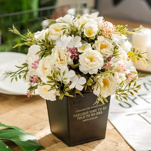 Vegetazione floreale finta 3 pezzi Fiori artificiali di peonia Cina Testa di fiore di seta di alta qualità Ramo di plastica Fiore per matrimonio Flores all'ingrosso G2740 J220906