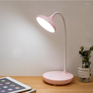 Bordslampor ber￶r flexibel skrivbordslampa LED-￶gonskydd Studying Foldbar USB laddning 3 l￤gen Dimning Hem Bedside Night Light