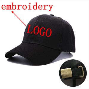 Ny hattanpassad logotyp broderi för unisex justerbar baseball cap kvinnor avslappnad fast färg hip hop pappa kepsar snapback pappa hattar