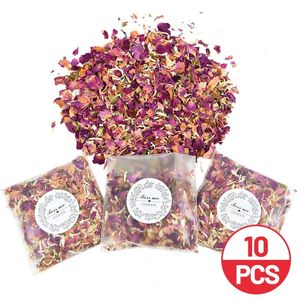 Faux blommor grönare 10packs naturliga bröllopskonfetti torkade blomma rosenblad pop brud dusch födelsedagsfest dekoration diy alla hjärtans dag gåva 220906