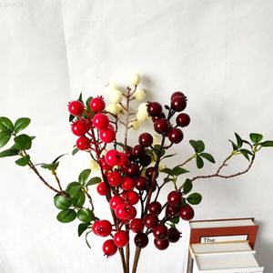 Faux Floral Greenery Pequena Pomã Artificial Ramo de Ramo de Espuma de Plástico Fake Fruit Berries para Festa de Casamento Cozinha de Natal Decorativa J220906