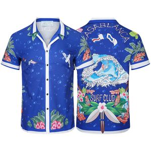 23 Fashion Hawaii Floral Letter Print Camicie da spiaggia Camicia da bowling in seta da uomo di design Camicie casual Camicia da uomo estiva a maniche corte allentata