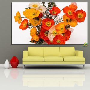 Poppies Bouquet na tela de vaso pintando arte de arte impressão digital na arte de parede de parede
