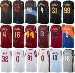 Printed Men Women City Basketball Donovan Mitchell Jersey Cedi Osman 16 Jarrett Allen 31 Darius Garland 10 Evan Mobley 4 Ricky Rubio 99 Classic Custom Name Number