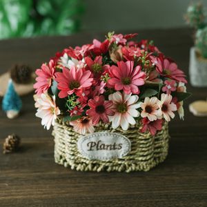 Faux blommor grönare 21 huvuden1pcs siden daisy brud bukett för jul hem bröllop nyår dekoration falska växter solros konstgjorda blommor j220906