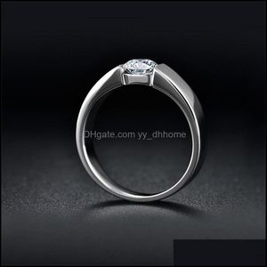 Bröllopsringar Skicka Sier Certificate Yhamni 100% Real Pure 925 Ring 6mm Sona Cz Diamond Engagement Wedding Rings smycken för Yydhome Dhuwp