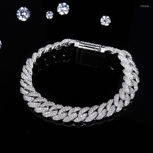 Braccialetti a maglie Larghezza 8mm Argento 925 intarsiato con gioielli Hip Hop Moissanite Collana a catena cubana per uomo