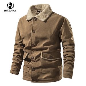 Jackets masculinos masculino de inverno engross Corduroy carga de carga parkas homens moda cor lapel s￳lido lape parka jaqueta macho casacats vintage 220905