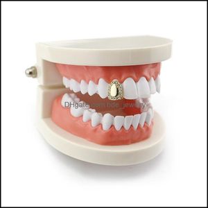 Grillz dentystyczne grille lśniący Pave Złota Złota Sier Kolor Hip Hop zęby Grille Top Soks Rock Men Men Jewelry 68 E3 Drop D BDejewelry Dhya9