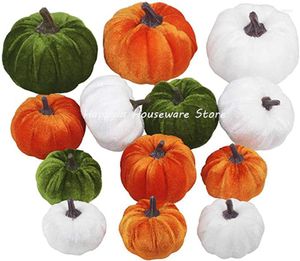 Flores decorativas 6pc/conjunto de abóboras de veludo artesanal decoração super macia abóbora de pelúcia com artesanato requintado para o halloween halloween de outono