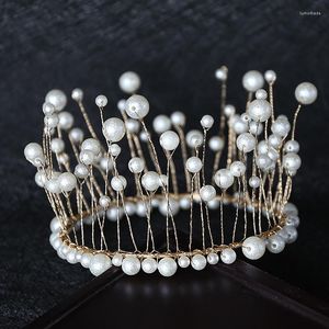 Copricapo Corona Decorazione torta Evidenzia Alghe Perle Cottura a testa tonda Accessori per feste di compleanno Capelli Sposa