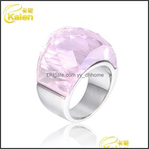 Обручальные кольца Женская мода подлинное австрийское кристаллы кольцо с 316L из нержавеющей стали для женщин Big Colorf Stone Большой титан Yydhhome DHD2F