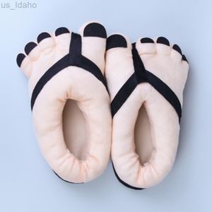 Slippers Winter Funny For Men Cute Home Shoes Big Foot Hairy Unisex Indoor Boys Man Fuzzy Five Finger L220906