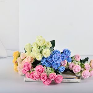 Faux Floral Greenery Silk Peony Bouquet Home Decoration Accessories Wedding Party Scrapbook Fake Plant Diy Pompon Artificial Rose J220906