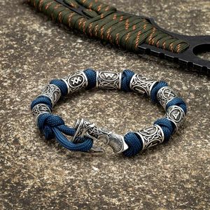 Очарование браслетов мужчина викинги кельтские руны бусины браслет топор браслет Один символ Скандинавский металлический шнур