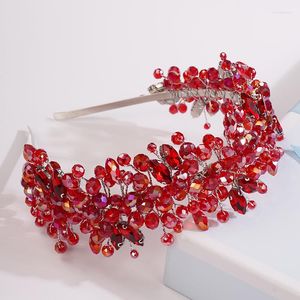 Kopfbedeckungen, 5 Farben, handgefertigt, Hochzeit, Braut, luxuriös, rot, blau, Strasssteine, Tiaras und Kronen, Braut-Stirnband, Kostüm, Haarschmuck für Frauen