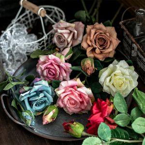 Sahte çiçek yeşillikleri güzel ortanca gülü ev düğün dekorasyonu yüksek kaliteli buket sonbahar köpüğü şakayık sahte çiçek j220906