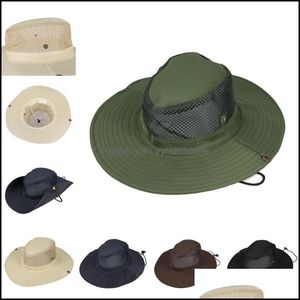 Cappelli a tesa larga Moda all'aperto Cappello Tinta unita Pescatore Andare a pesca Berretto parasole Camouflage Alpinismo Giungla Uomo Donna Yydhhome Dhneq