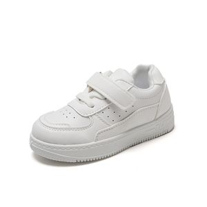 Kids Sneakers, Breathable Leather Trainers for Boys and Girls, Casual Sports Shoes in Flat White, Sizes 21-38