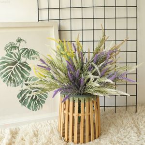 Faux blommig grönare 1 bunt malt gräs konstgjorda blomma gröna växter grossist bröllop dekoration ins vind för diy jul hem vas dekoration j220906