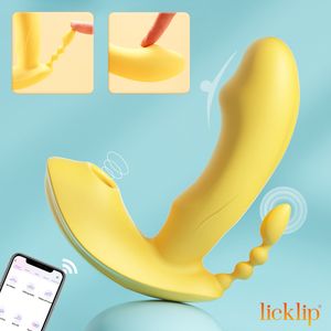 Компания красоты пилот aplikacji sterowania kobieta wibratory 3in1 bluetooth clite suscker stymulator waginy i clitoris anal dildo zabawki erotyczne dla dorosych