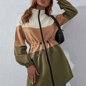 Женские траншеи Coats Bkmgc весенняя осенняя уличная одежда зеленый коричневый бежевый шириной полосы молнии