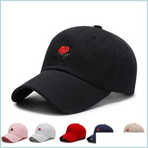 Ball Caps Woman Embroidery Cotton Baseball Cap Boys Girls Snapback Hip Hop Flat Hat Rose Embroidered Fashion Wild Drop Deliv Vipjewel Dhocb