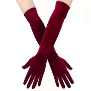 Mittes Kobiety Złote Velvet Long Section Autumn Zima ciepła czarna wieczorna sukienka Etykieta Rękawiczki retro w stylu Bankiet Akcesoria Cosplay 220906