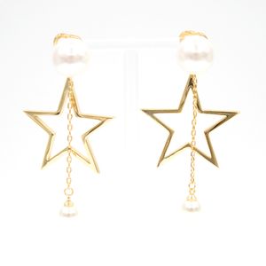 Stud Pearl Earrings for Women Charm Star Pendant Gold Designer Jewelry Classic Customized Earring Fashion Trendy Girl Charming Accessory