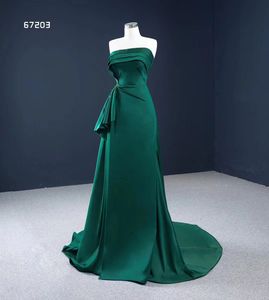 Party Dresses Sexy Hunter Green Satin Mermaid Prom Party Dresses Evening Occasion Gowns SM67203