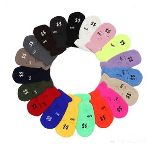 Sombreros de invierno al aire libre Máscara de cara completa para mujeres Hombres Máscaras de esquí de motocicleta táctica Gorros de punto de 3 agujeros Gorros unisex cálidos Sombrero de snowboard de hip hop