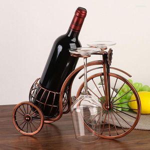 Kancalar vintage metal üç tekerlekli bisiklet şekli kırmızı şarap tutucu sanat bisikleti ekran depolama organizatör rafı mutfak barı ev dekorasyon