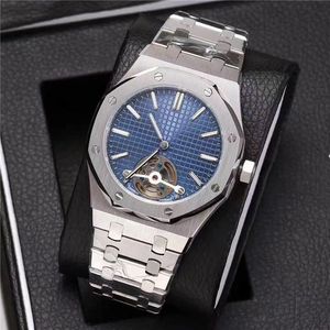 Tourbillon Luxury Menes Bestförsäljande stil Vattentät svänghjul Siliver Watches Men 2 Pointer Automatisk mekanisk klocka armbandsur