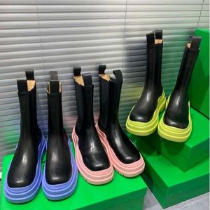 tasarımcı lüks lastik deri botlar bayan ayak bileği haif inek derisi chelsea boot sonbahar kış moda moda camfort ayakkabıları en kaliteli boyut 35-42