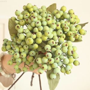 Faux Floral Greenery Artificial Berry Green Beans Foam Flowers Home Decor Small Fake Flowers Bacca Fruit Branch Decoration Accessories Faux Plant J220906