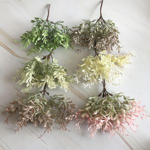 Faux Floral Greenery 6 Pack Faux Tree Plastic Christmas Grass Scrapbooking Flowers Decor Home Wedding Fake Plant Party Diy Wreath Box Presente J220906