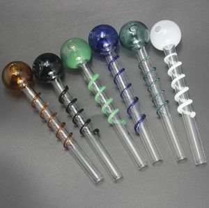 Cachimbo de fumar queimador de óleo de 5,5 polegadas Cachimbos de vidro de mão Tubo de design espiral Mini Bong