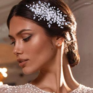 Copricapo HP42 Strass lucido Perla Pettine per capelli in argento Copricapo da sposa Decorazione di nozze Gioielli per ragazza Copricapo Accessori per la sposa Tiara