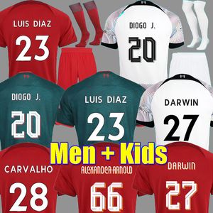 22 Darwin voetbal jerseys seizoen thuis weg rd Green Mohamed Diogo Luis Diaz Alexander Arnold voetbalkit Tops Shirts Men Kids Uniform